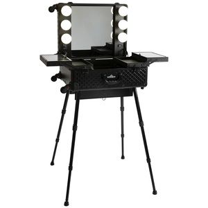 SlayCase® Pro Vanity Travel Train Case with Stand in Black Studded